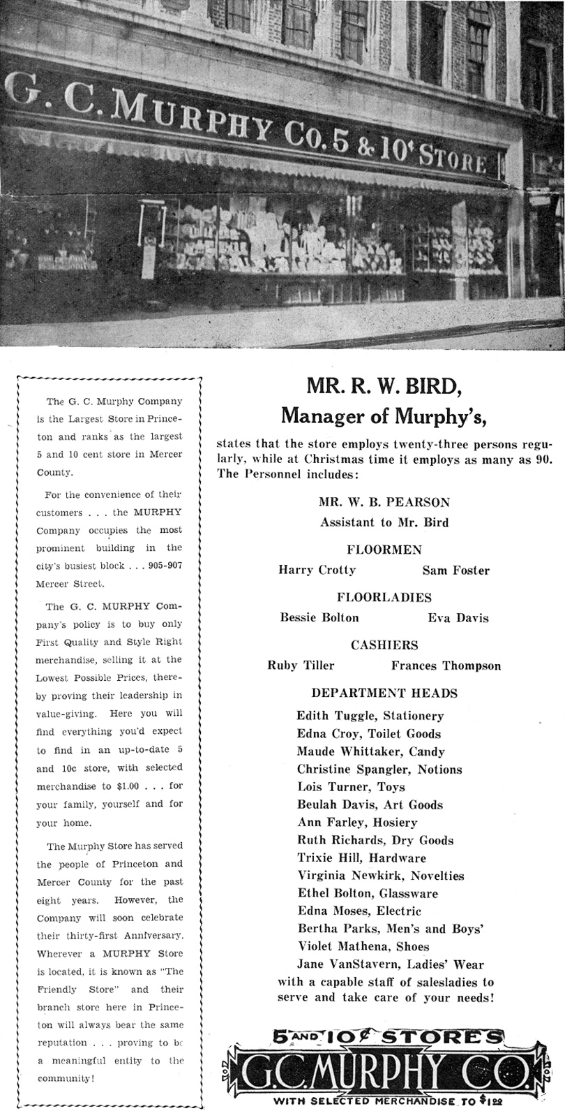 G. C. Mrphy Company Advertisement on August 5, 1937